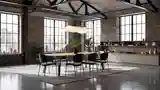 Loft Dining Room with Brick and Wood