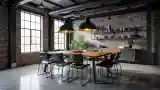 Industriálny jadalnia z drewnem
