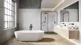 Łazienka Loft z betonem i drewnem