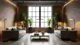 Loft Living Room with Brick Walls