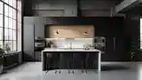 Loft Kitchen with Concrete and Marble