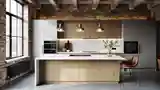Industrial Loft Kitchen with Wood and Brick
