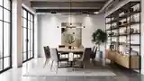 High Loft Dining Room with Warm Light