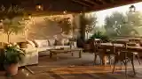Rustic Terrace with Wood and Brick