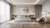 Minimalist Master Bedroom with Wood Floors