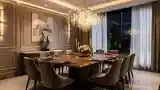Opulent Dining Room with Crystal Chandeliers