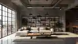 Salon Industrial z Betonem i Drewnem