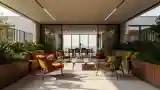 Elegancki Salon z Drewnem i Zieleń