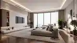 Modern Luxury Living Room with Wood and Marble