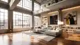 Wysoki Loft z betonem i drewnem