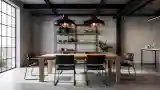 Industriálny jadalnia z drewnem