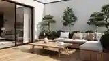 Terasa Japandi z Drewnem i Kamieniem
