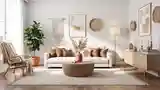 Bohemian Living Room with Wood and Fiber