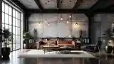 Industrial Lounge with Concrete and Leather