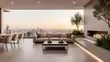 Cityscape Lounge with Concrete Walls
