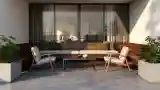 Elegancki Salon z Drewnem i Betonem