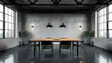 Industrial Dining Room with Concrete and Wood
