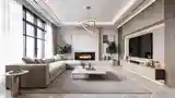 Modern Luxury Living Room with Marble and Wood