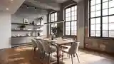 Loft Dining Room with Concrete and Wood