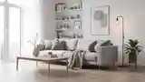 Scandinavian Living Room with Wood and Linen