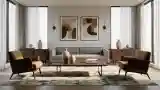 Elegant Living Room with Wood and Grey Walls
