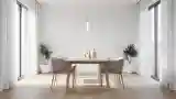 Elegancka sala jedzeniowa z drewnem