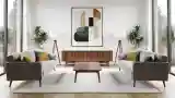 Scandinavian Living Room with Wood Accents