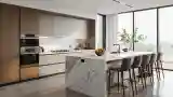 Minimalist Kitchen with Marble and Wood