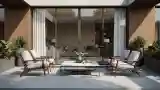 Living Room with Wood and Concrete