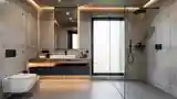 Industrial Bathroom with Warm Light