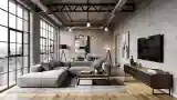 Industrial Living Room with Raw Concrete