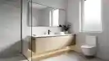 Spacious Bathroom with Wood and Concrete