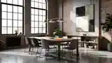 Loft Dining Room with Wood and Brick