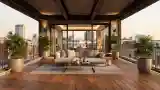 Industrial Terrace with Warm Wood
