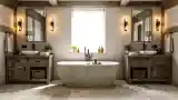 Rustic Bathroom with Stone and Wood
