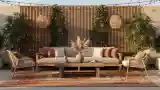 Outdoor Lounge with Wood and Plants