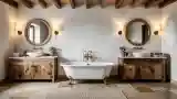 Rustic Bathroom with Wooden Accents
