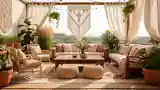 Boho Taras z Drewnem i Wełną