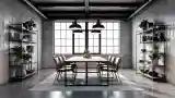 Industrial Dining with Concrete and Leather