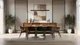 Dining Room in Warm Wood and Textile