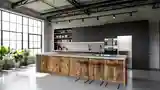 Industrialna Kuchnia z Drewnem i Betonem
