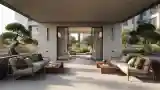 Patio Zen z Drewnem i Bonsajami