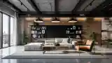 Industrial Living Room with Brick Wall