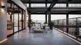 Industrial Terrace with Steel and Concrete