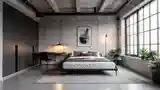 Industrial Bedroom with Concrete Elegance