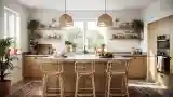 Bohemian Kitchen with Wood and Rattan