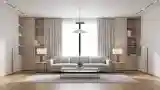 Modern Lounge with Wood and Silver Accents