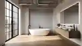 Łazienka Loft z betonem i drewnem