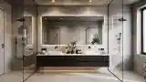 Minimalist bathroom with concrete