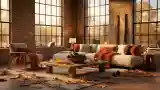 Loft Living Room with Brick and Wood